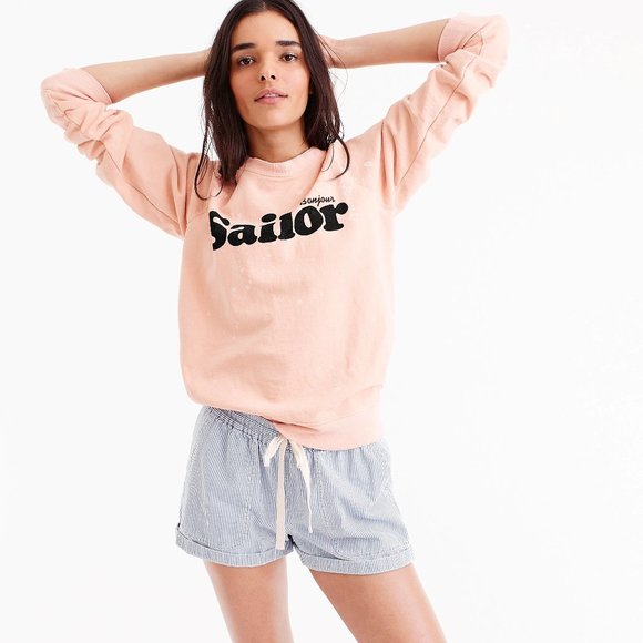 J.Crew J.Crew Peach Bonjour Sailor Sweatshirt top J1658 XXS XS OO - Picture 1 of 13